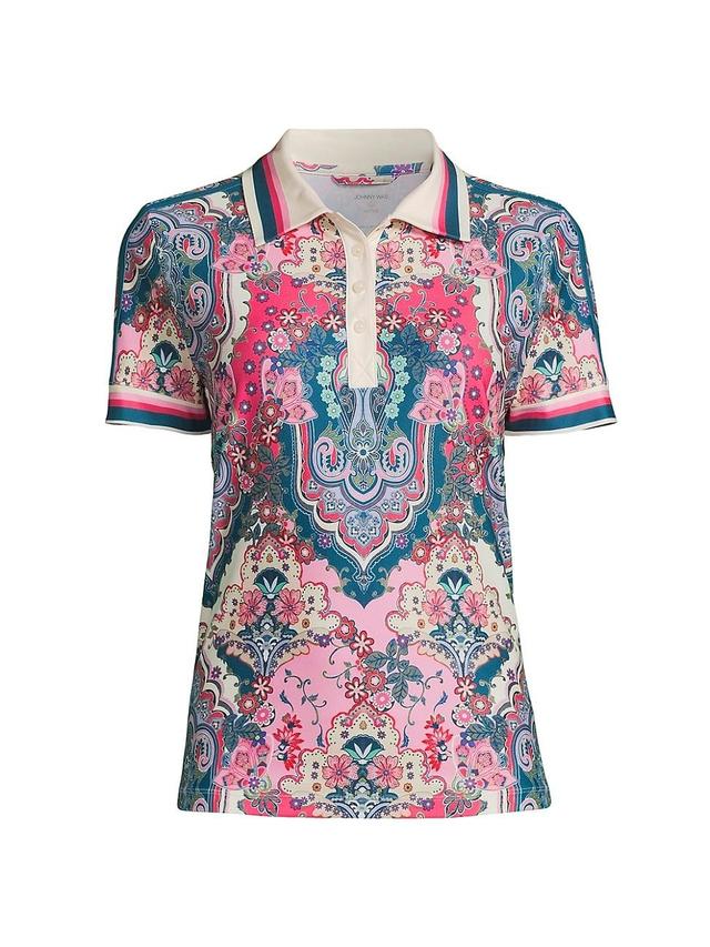 Womens Melody Bee Active Paisley Polo Shirt Product Image