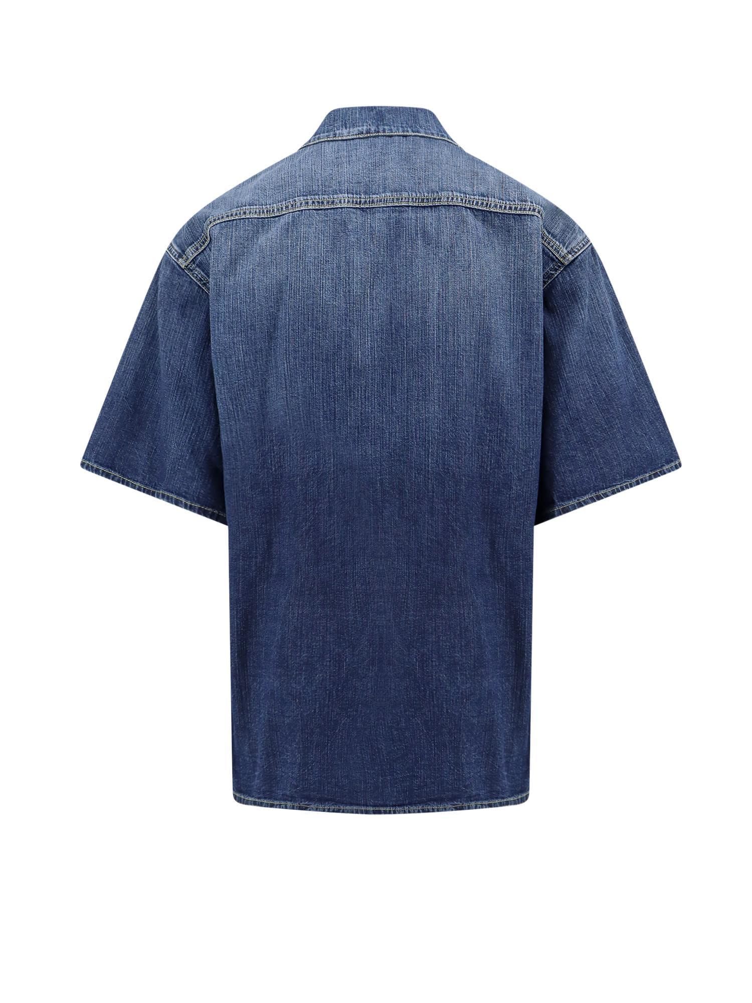 Denim Shirt With Logo Detail In Blue Product Image