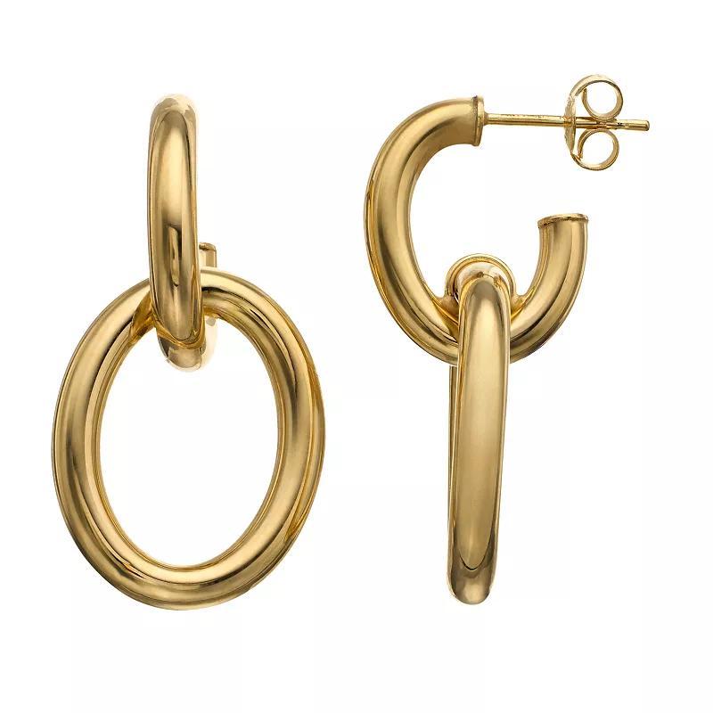 14k Gold Interlocking Oval Drop Earrings, Womens Product Image