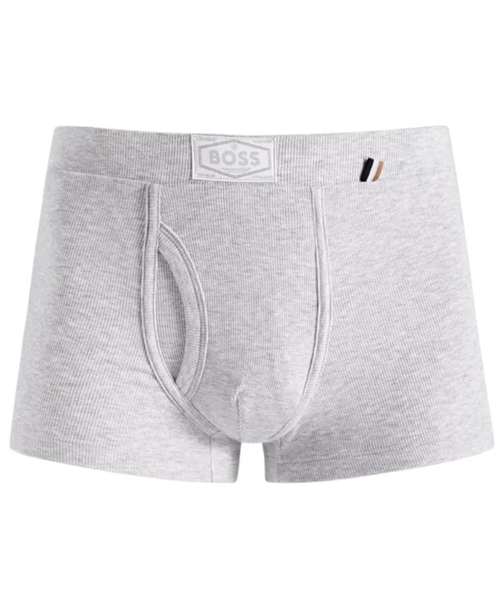 Boss By  Men's Ribbed-knit Trunks In Medium Gray Product Image