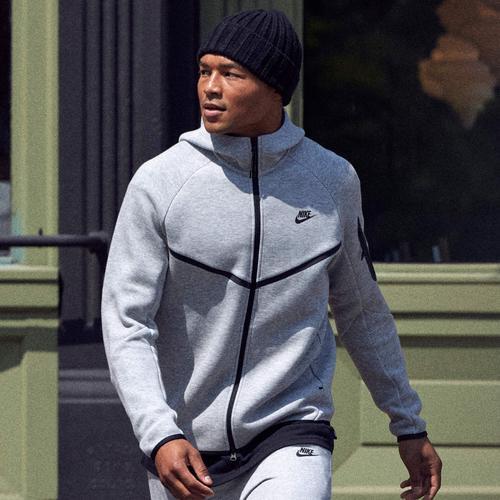 Nike Mens Nike Tech Fleece Full-Zip Windrunner Hoodie - Mens Dark Grey Heather/Black product image