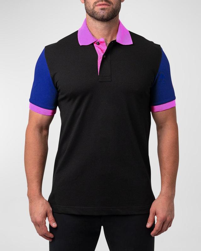 Maceoo Mozart Regular Fit Colorblock Egyptian Cotton Button-Up Polo Product Image