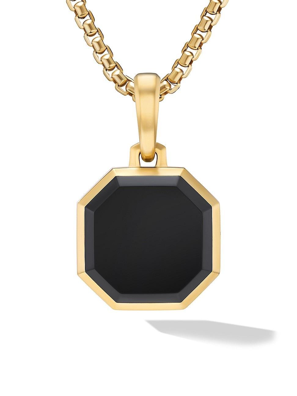 Mens Faceted Stone Amulet in 18K Yellow Gold Product Image