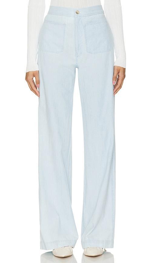 Womens Chambray Wide-Leg Pants Product Image