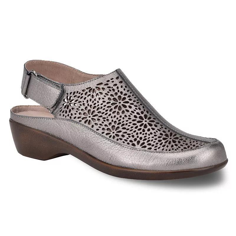 Easy Spirit Dawn Womens Perforated Leather Slingback Mules Silver Product Image