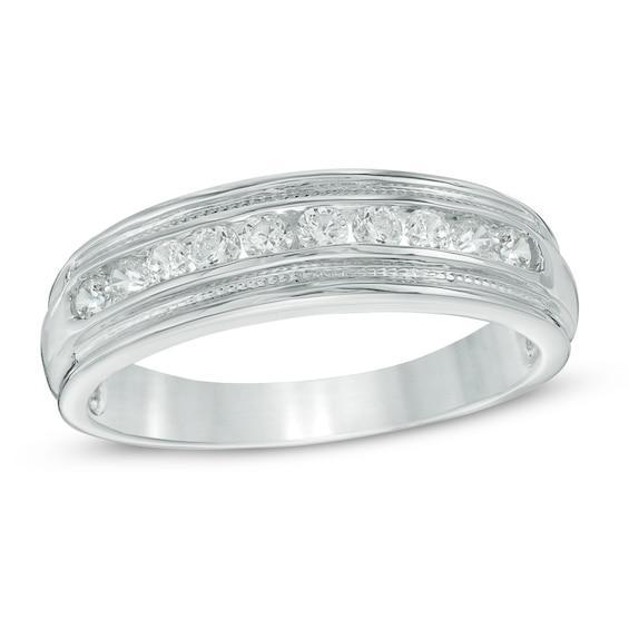 Men's 1/2 CT. T.w. Diamond Wedding Band in 10K White Gold Product Image