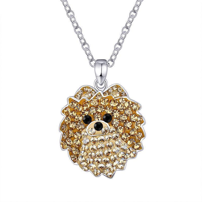 Crystal Collective Silver-Plated Crystal Pomeranian Dog Pendant Necklace, Womens Silver Tone Brown Product Image