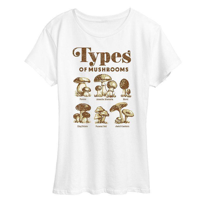 Womens Types Of Mushrooms Graphic Tee, Girls Product Image