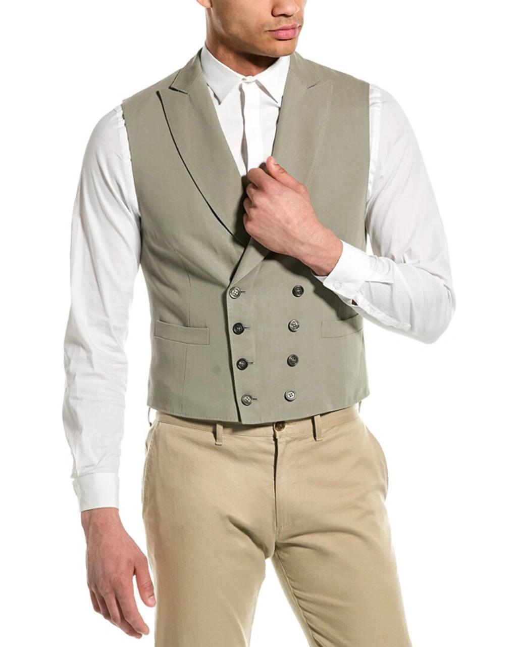 Linen-blend Vest In Blue Product Image