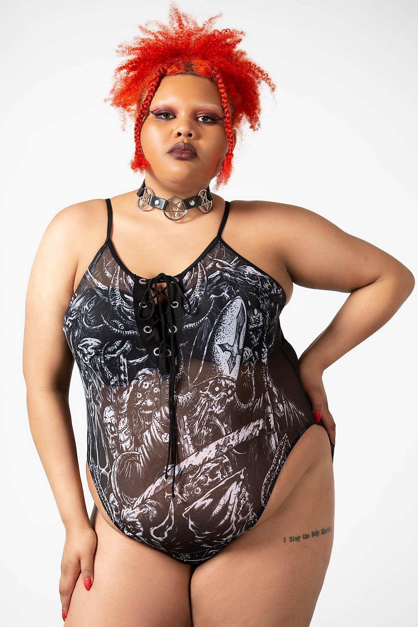 Violenta Lace-Up Bodysuit [PLUS] Female Product Image