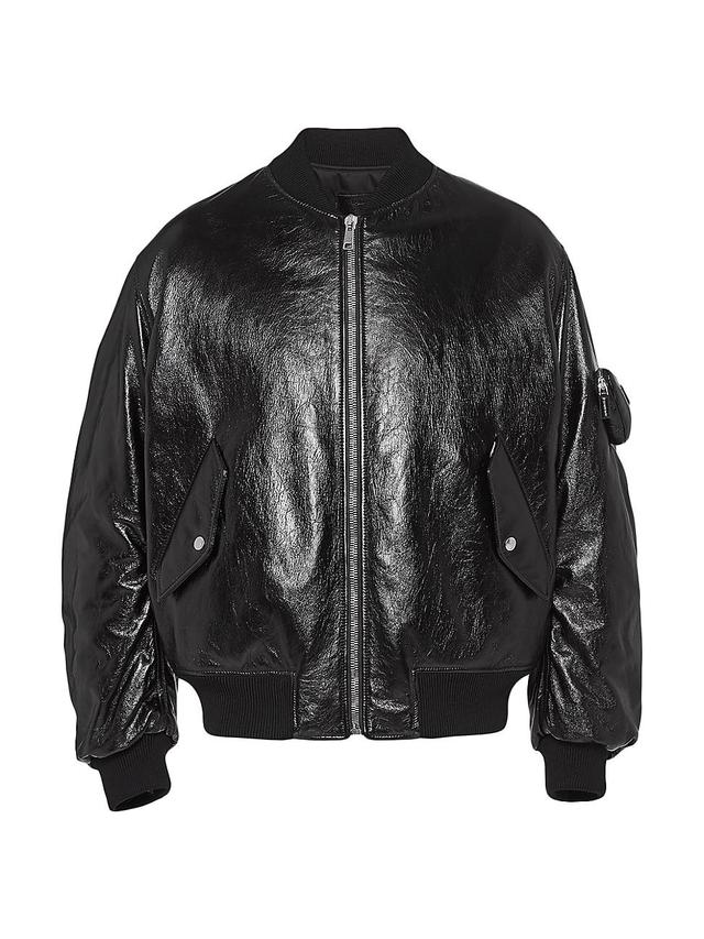 Mens Nappa Leather Bomber Jacket Product Image