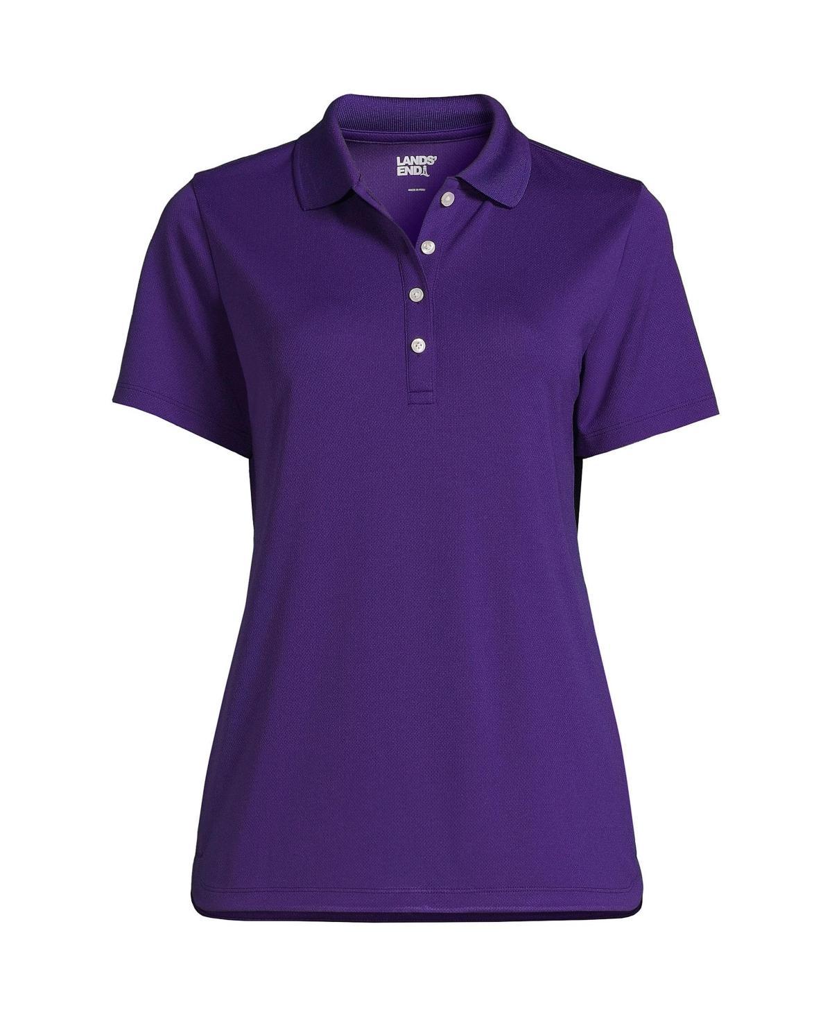 Womens Lands End Short Sleeve Solid Active Polo Shirt Peacock Blue Product Image