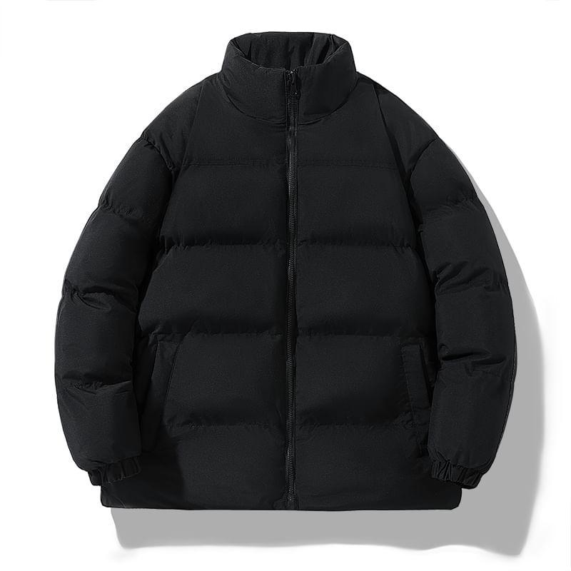 Mock Neck Two Tone Zip-Up Puffer Jacket Product Image