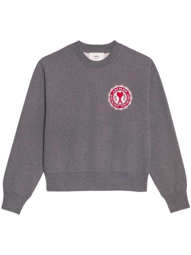 Logo-patch Organic-cotton Sweatshirt In Grey Product Image