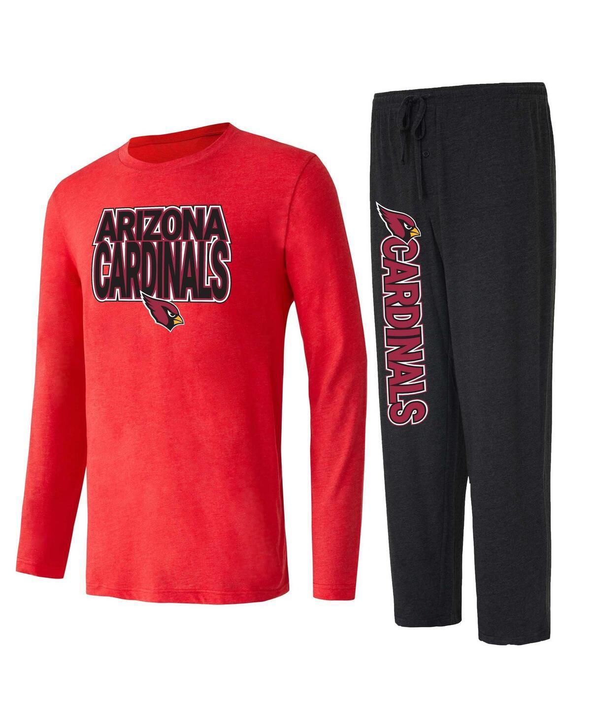 Mens Concepts Sport Black/Cardinal Arizona Cardinals Meter Long Sleeve T-Shirt and Pants Sleep Set Product Image