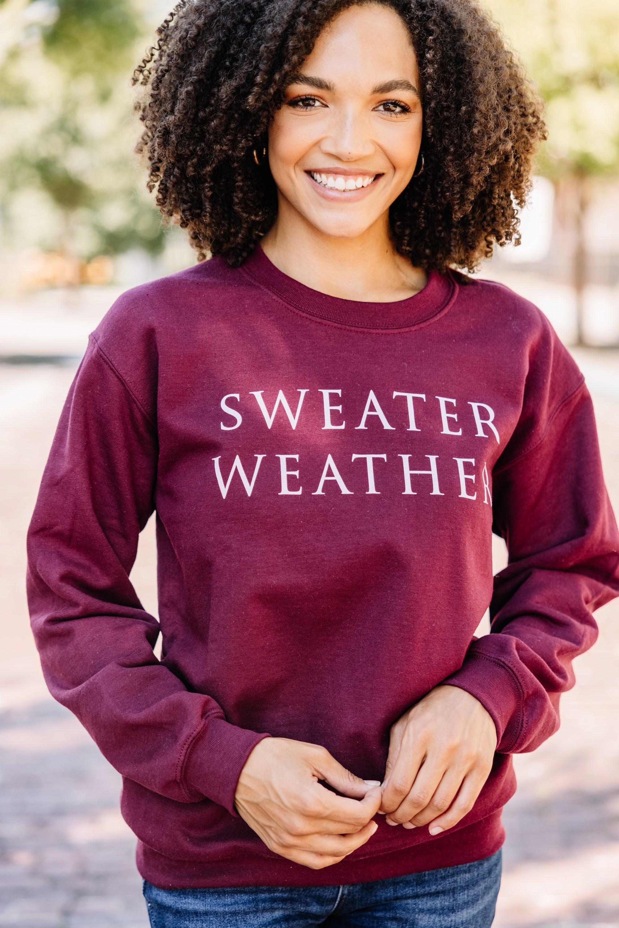 Sweater Weather Maroon Red Graphic Sweatshirt Female Product Image