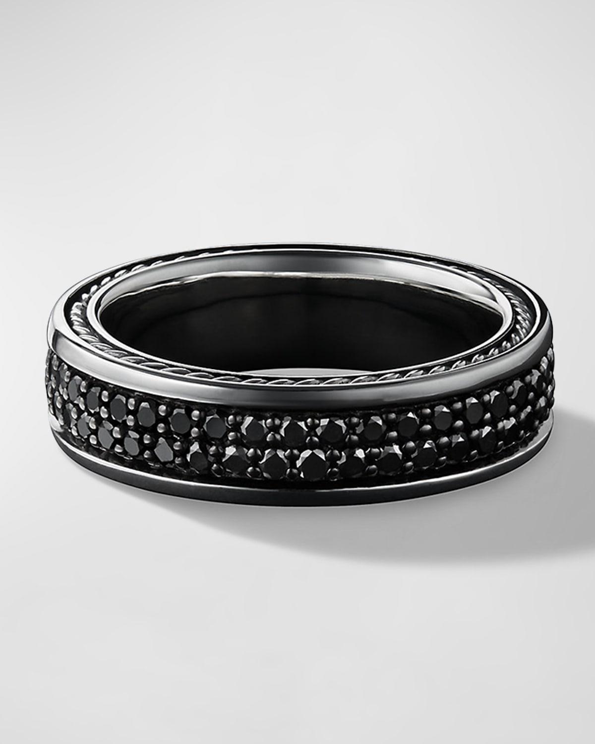 Mens Streamline Two Row Band Ring with Pav Diamonds Product Image