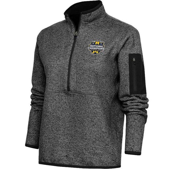 Womens Antigua Heather Black Michigan Wolverines College Football Playoff 2023 National Champions Fortune Half-Zip Sweater Product Image