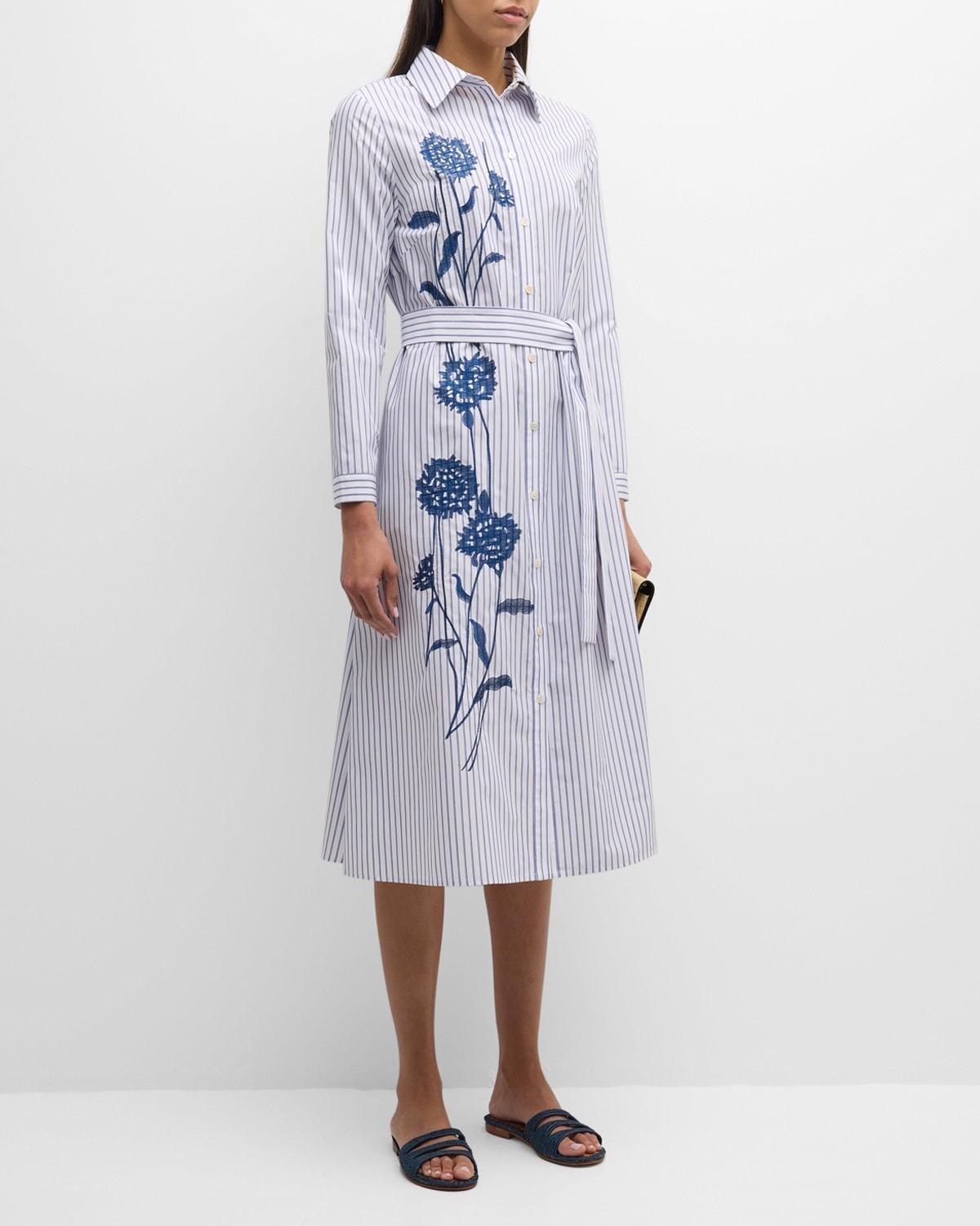 Womens Embroidered Striped Shirtdress Product Image