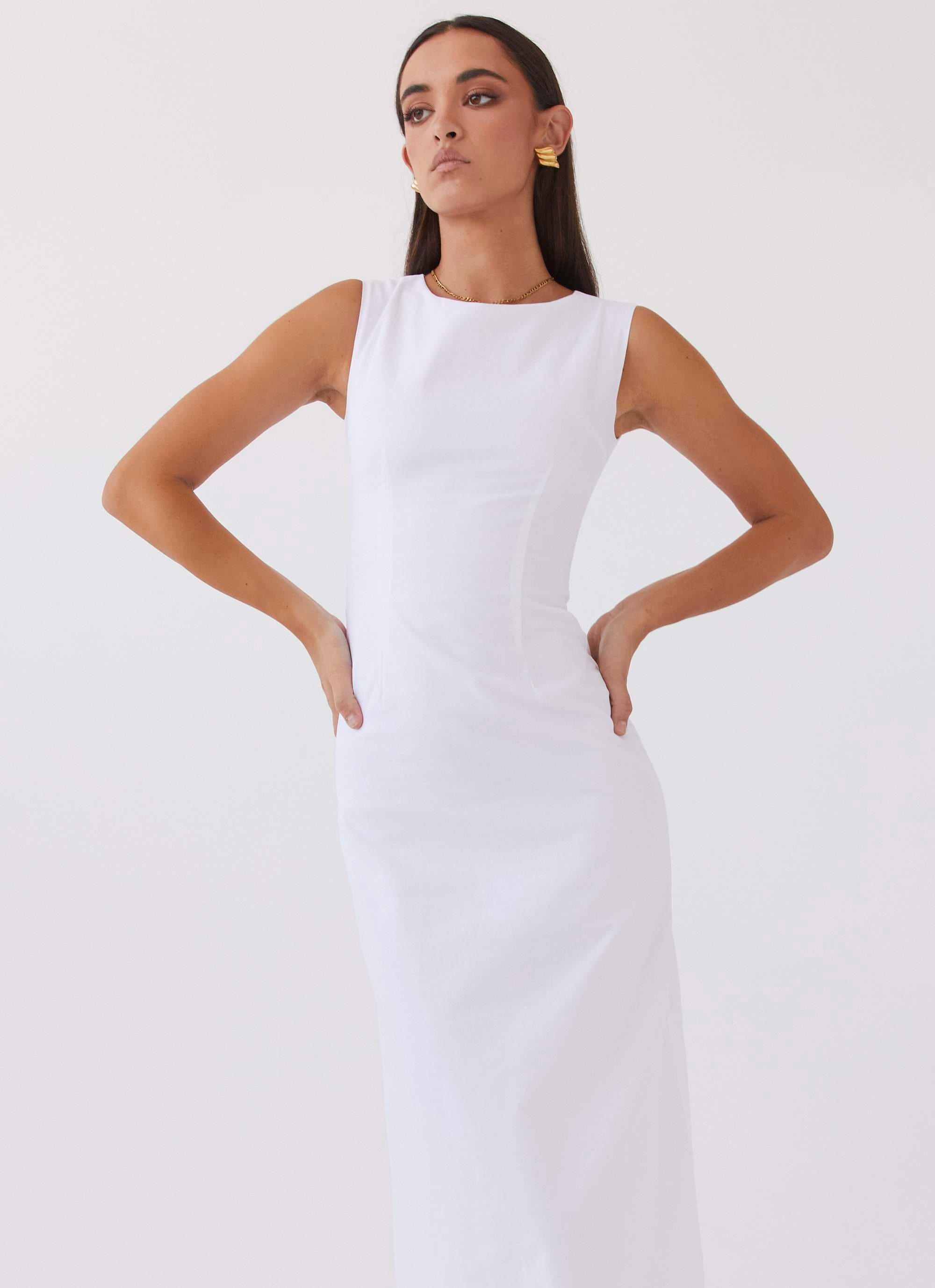 Eloise High Neck Maxi Dress - White Product Image