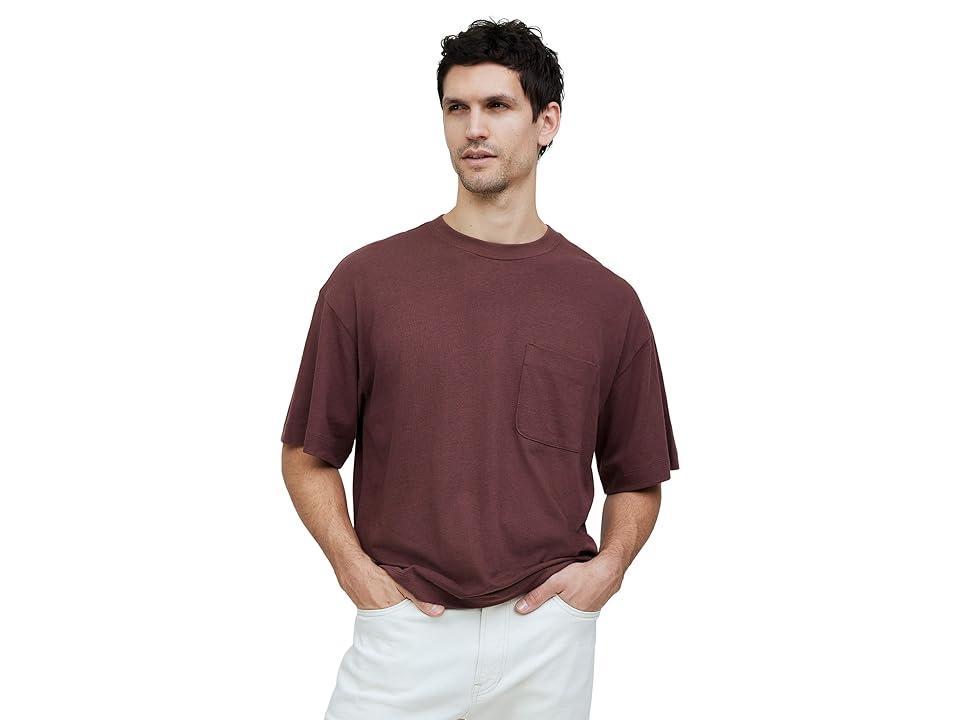 Madewell Cotton-Linen Blend Boxy Tee (Cherrywood) Men's T Shirt Product Image