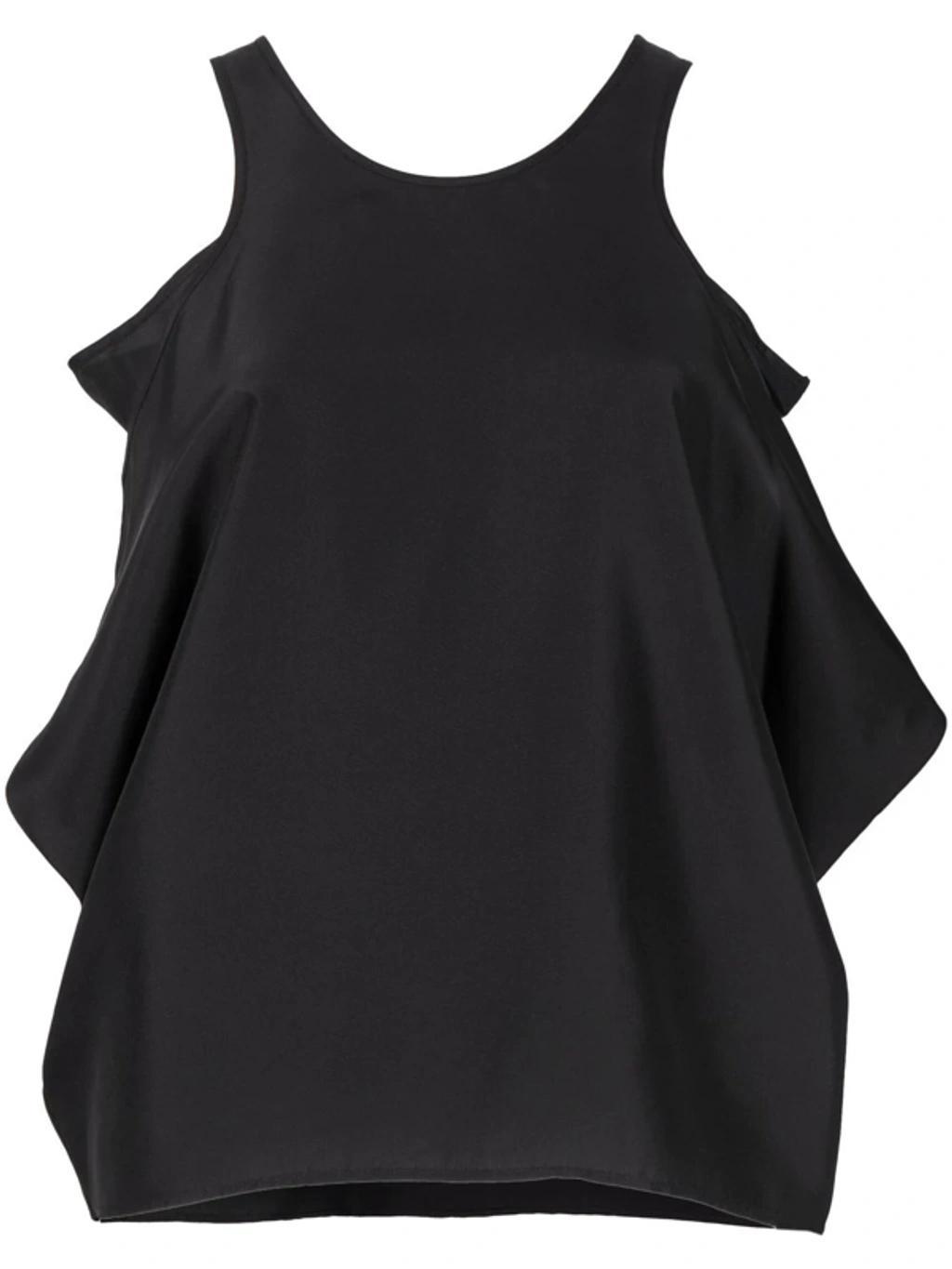 Draped-side Silk-satin Top In Black Product Image