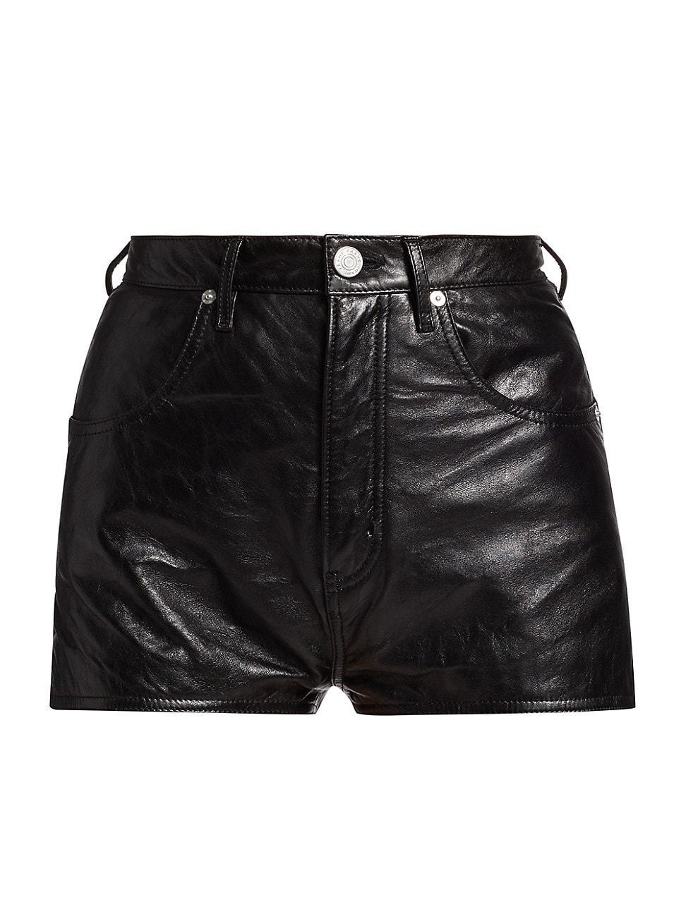 Womens Leather Side-Slit Shorts Product Image