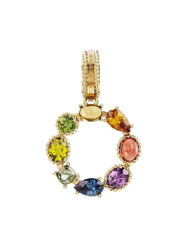 Womens Rainbow Alphabet 18K Yellow Gold & Multi Gemstone Initial O Charm - Yellow Gold Product Image