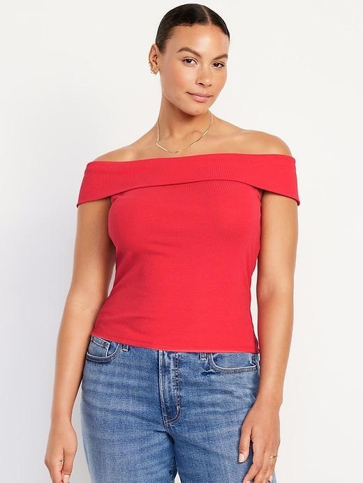 Off-Shoulder Ribbed Top Product Image