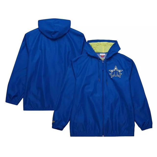 Mens Mitchell & Ness Royal Seattle Mariners Cooperstown Collection Vintage Logo Full-Zip Hoodie Windbreaker Jacket Product Image