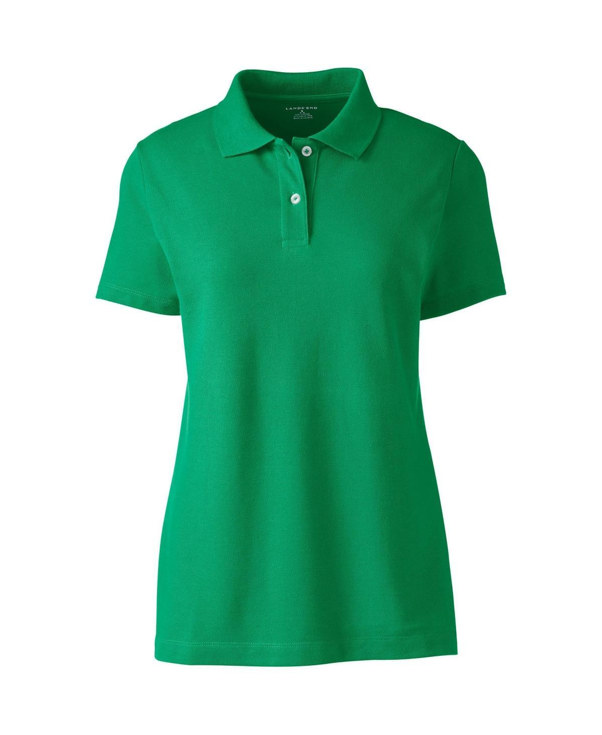 Womens Lands End Short Sleeve Basic Mesh Polo Shirt Vibrant Green Product Image