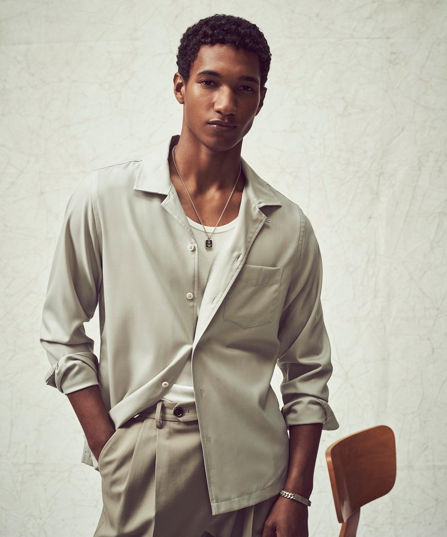 Merino Hollywood Shirt in Stone Product Image