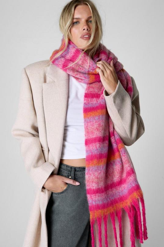 Stripe Ombre Knitted Chunky Oversized Scarf Product Image