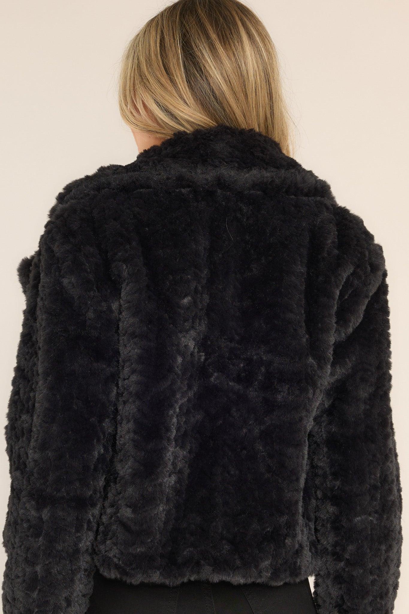 Arctic Glamour Faux Fur Black Jacket Product Image