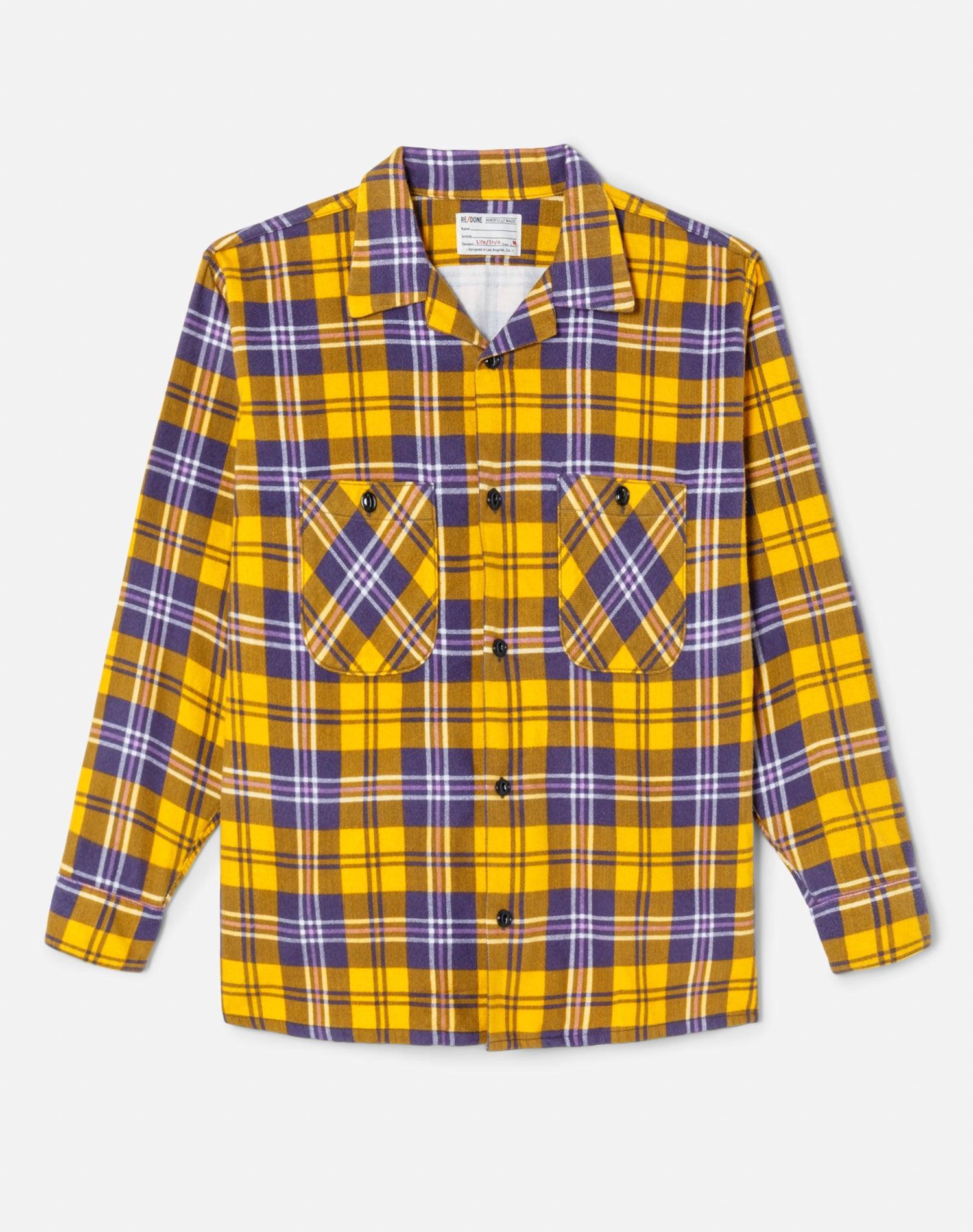 50s Straight Bottom Shirt - Yellow/Purple Product Image