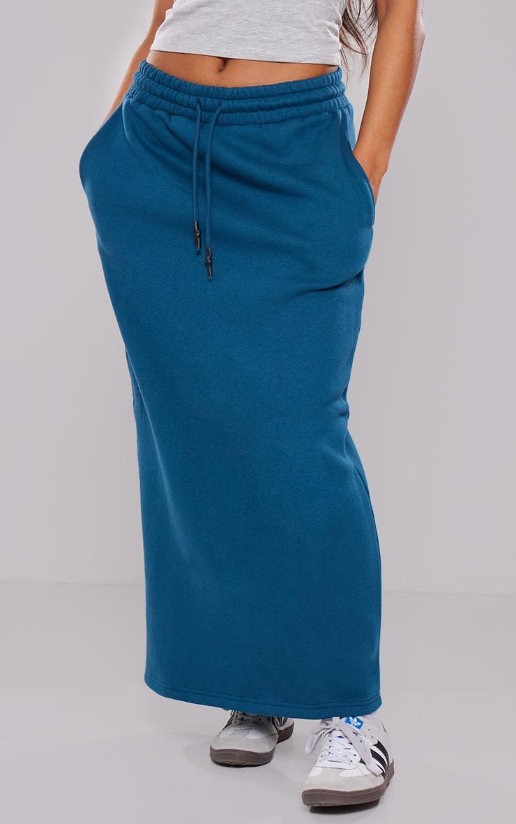 Green Sweat Drawstring Midi Skirt Product Image