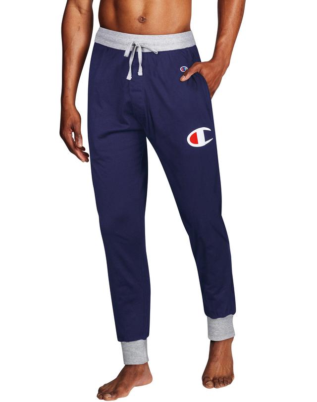 Mens Champion Sleep Jogger Pants, 29.5 Athletic Navy/Oxford Grey Heather M Product Image