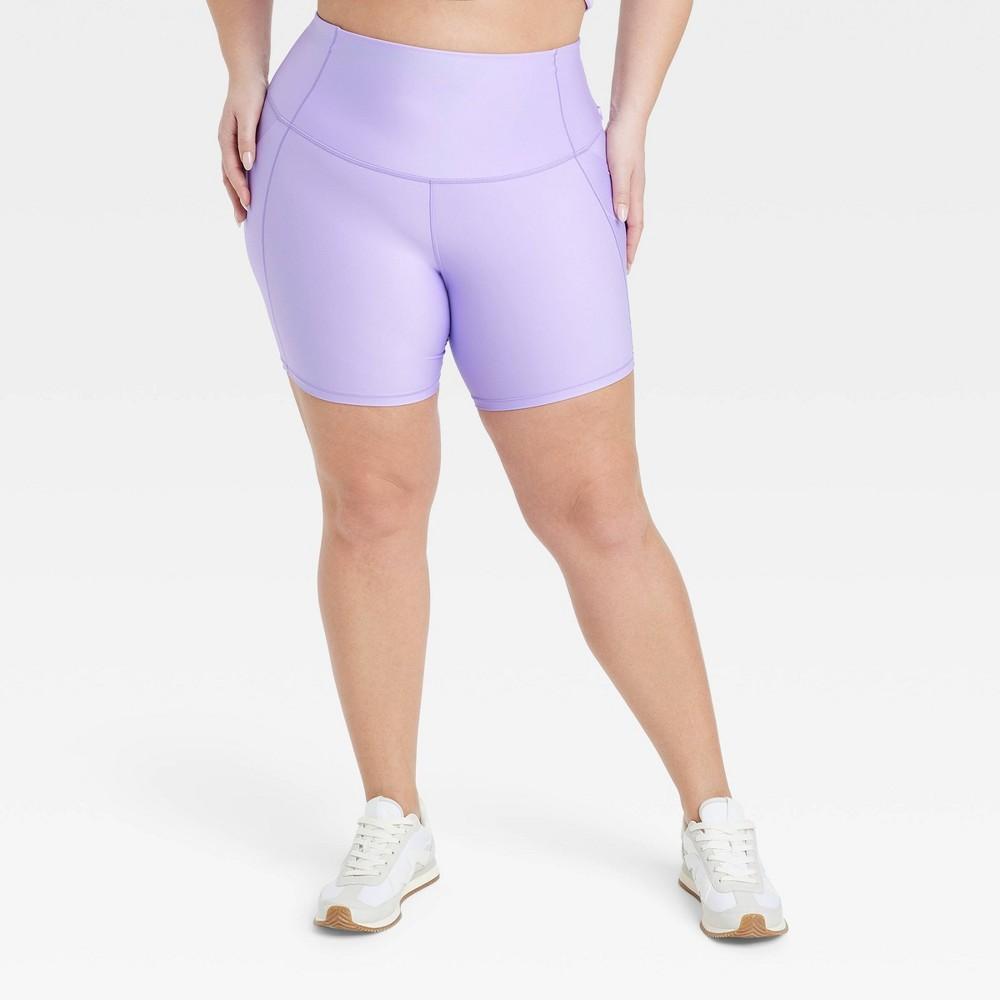 Womens Effortless Support High-Rise Pocketed Bike Shorts 6 - All In Motion Violet 1X product image