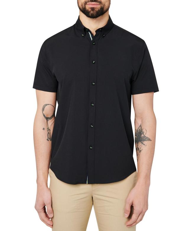 Society of Threads Mens Slim-Fit Black Button-Down Performance Shirt Product Image