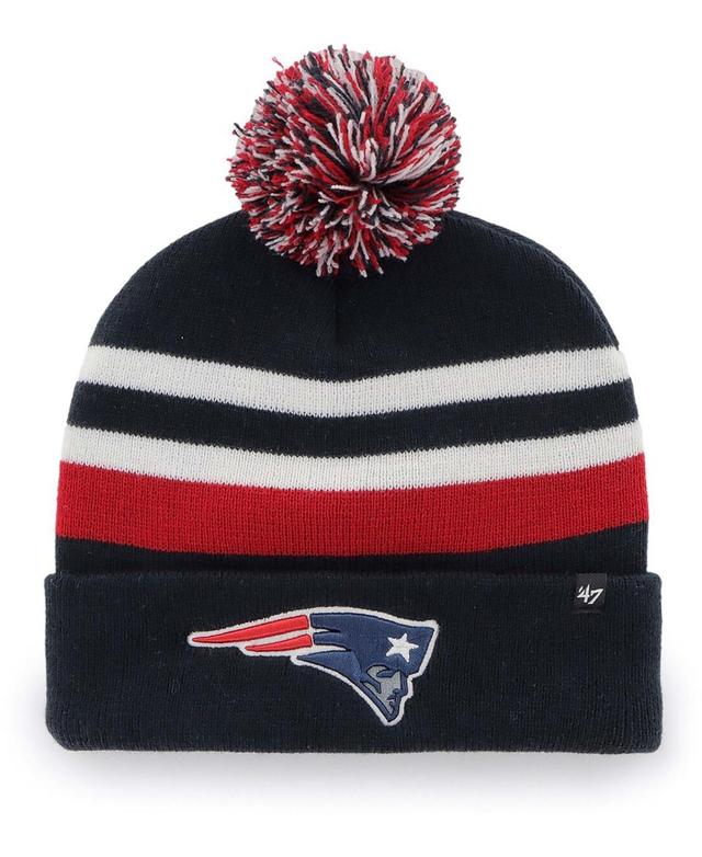 Mens Navy New England Patriots State Line Cuffed Knit Hat with Pom Product Image