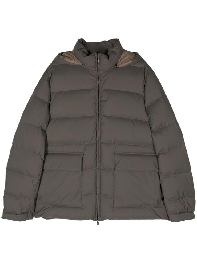 Hooded Quilted Puffer Jacket In Green Product Image