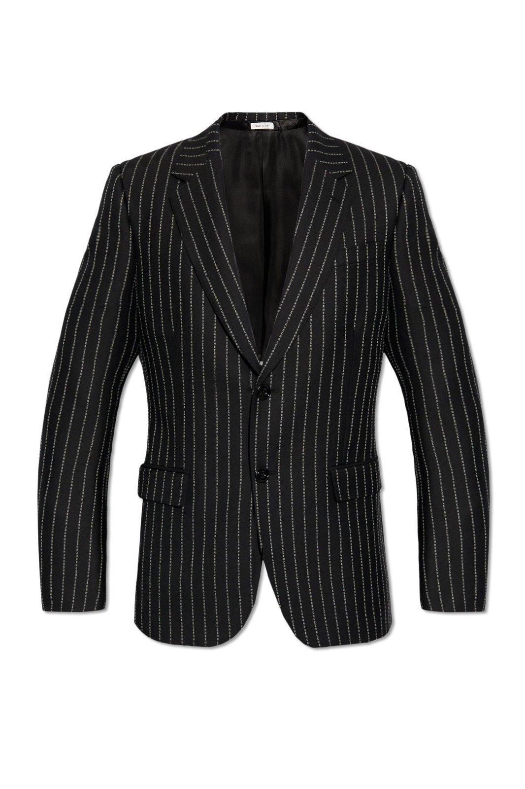 Single Breasted Prinstriped Blazer In Black Product Image