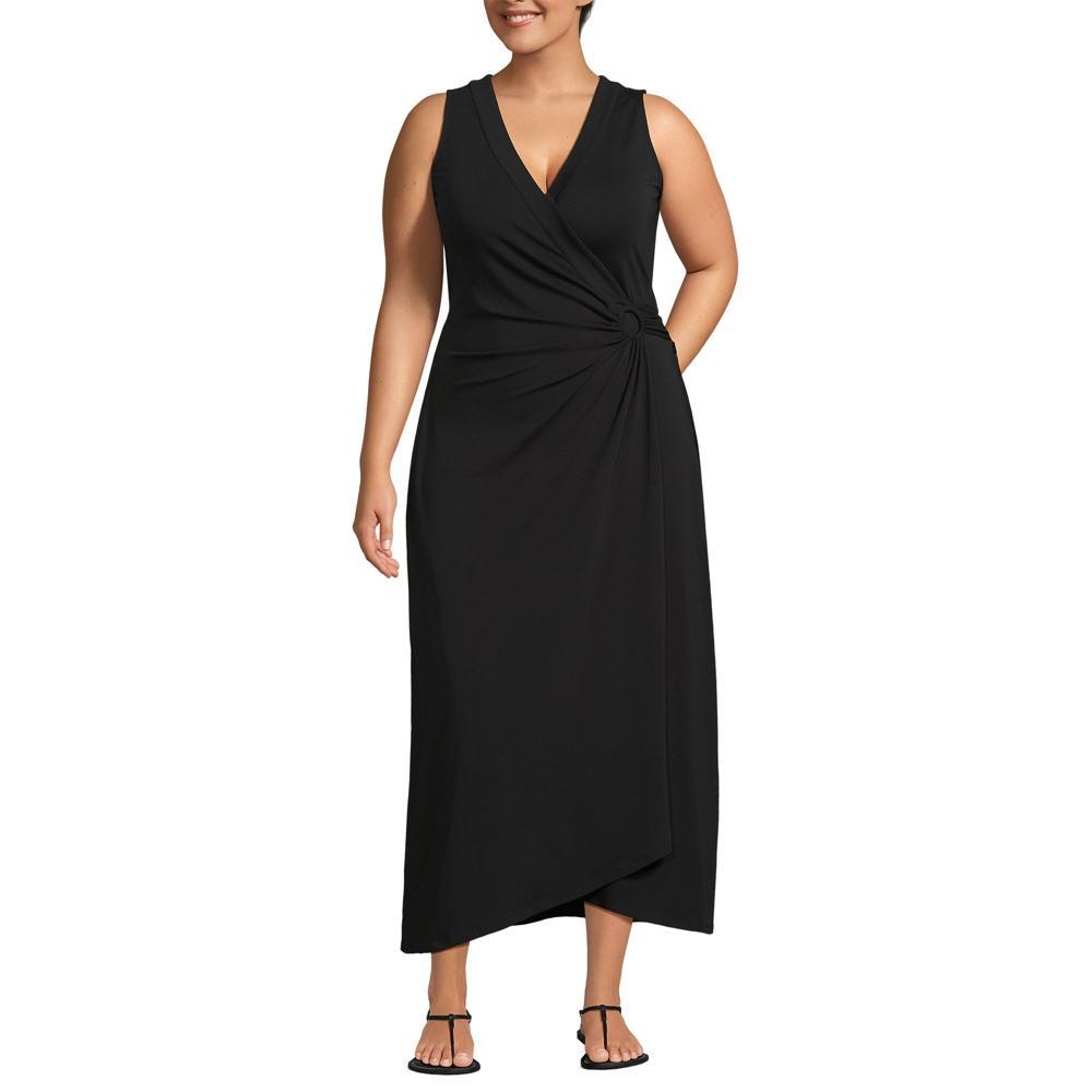 Plus Size Lands End Sleeveless Tulip Hem Maxi Dress, Womens Blue Geos Product Image