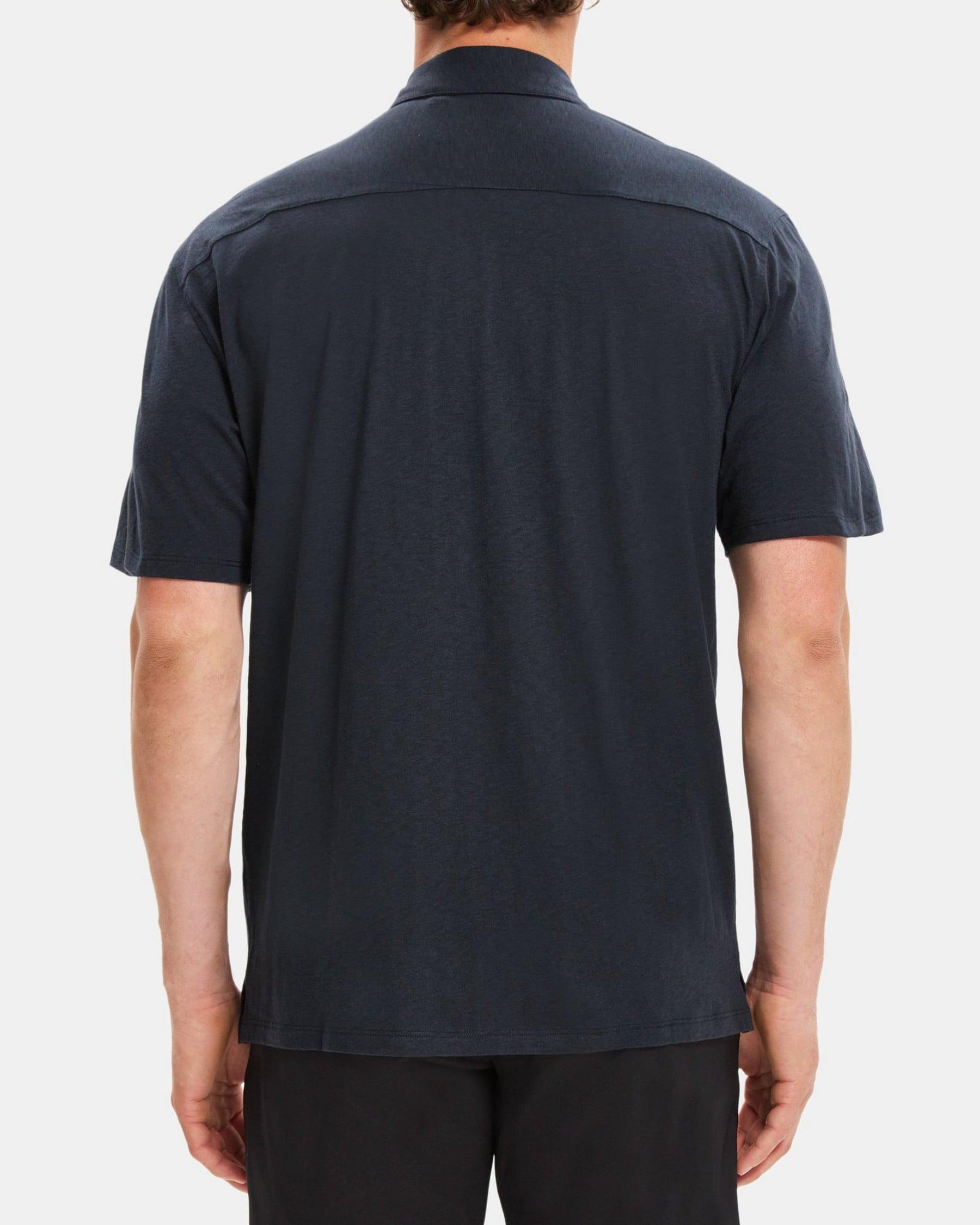 Standard-Fit Short-Sleeve Shirt in Slub Cotton Product Image