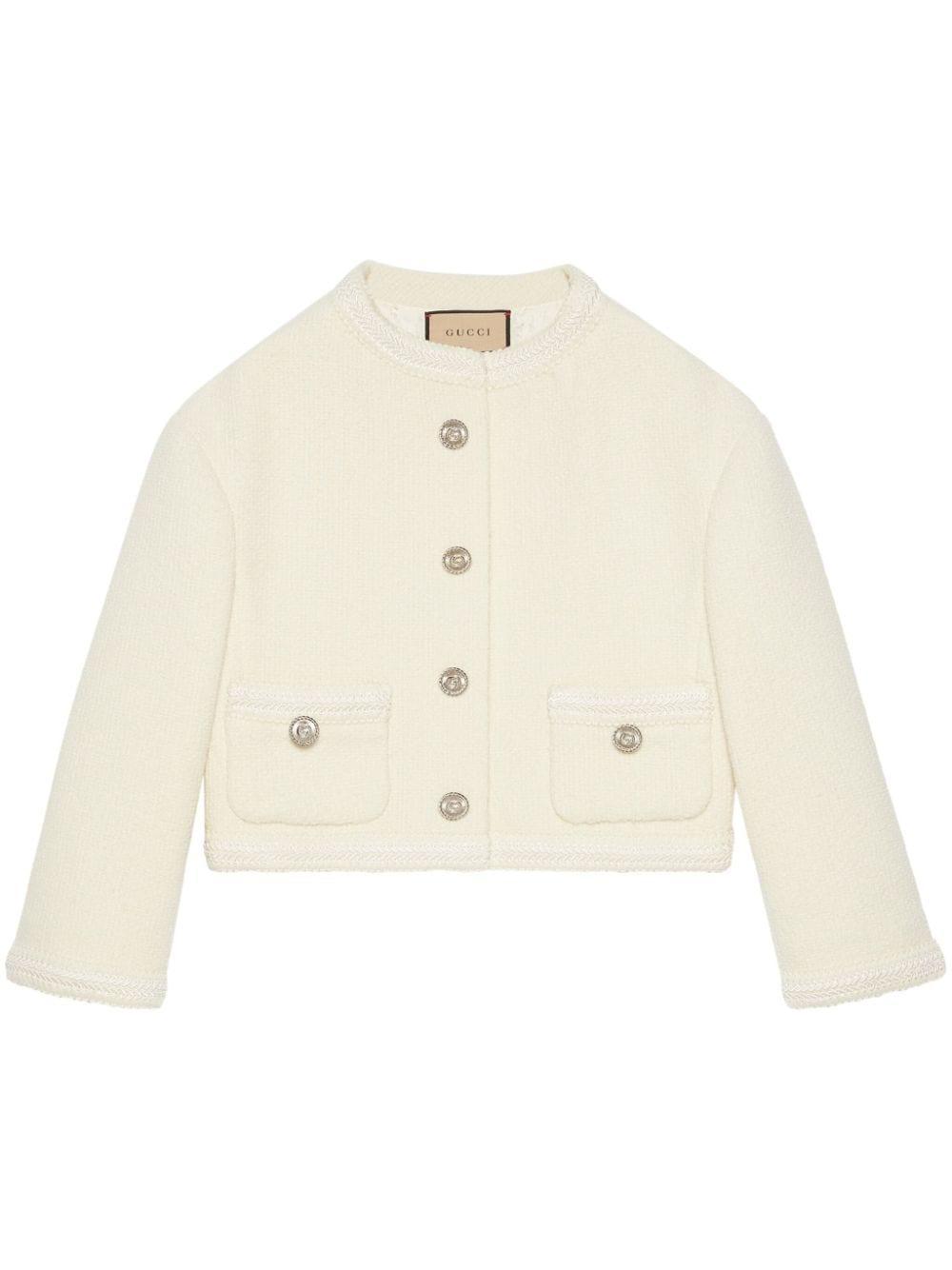 Button-up Tweed Jacket In Ivory/mix Product Image