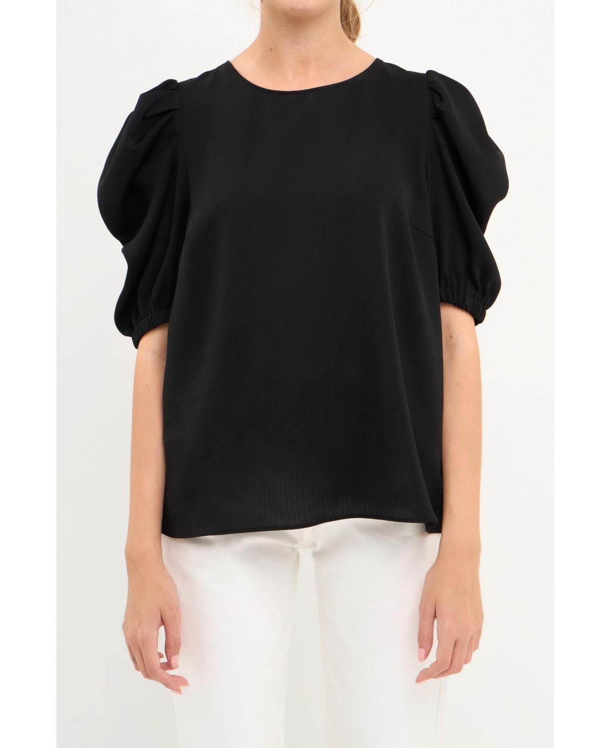 English Factory Womens Pleated Puff Sleeve Top Product Image