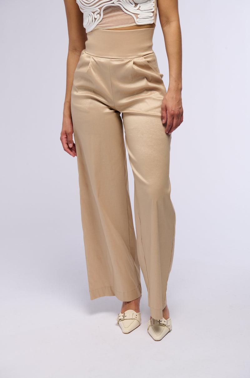 BIG BOOTY HIGH WAIST WIDE LEG TROUSER IN TAUPE Product Image