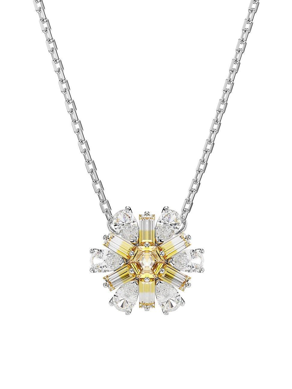 Womens Idyllia Yellow Crystal Flower Long Pendant Necklace Product Image