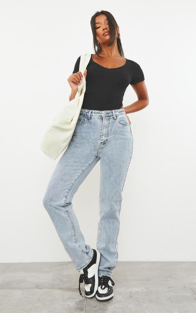 Light Wash Long Leg Straight Jeans Product Image