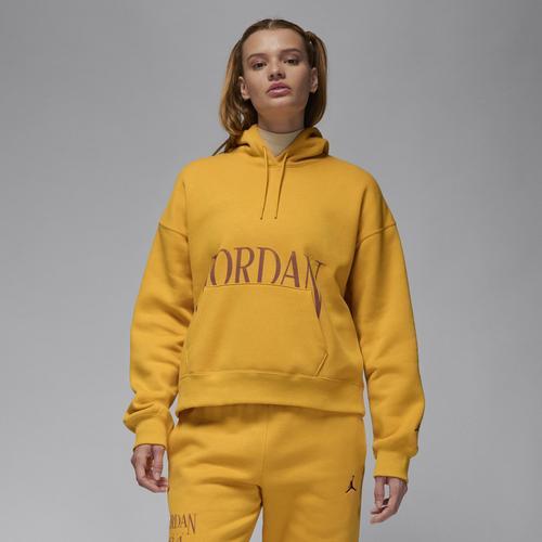 Jordan Womens Jordan Brooklyn Fleece Pullover - Womens Yellow Ochre/Dusty Peach Product Image